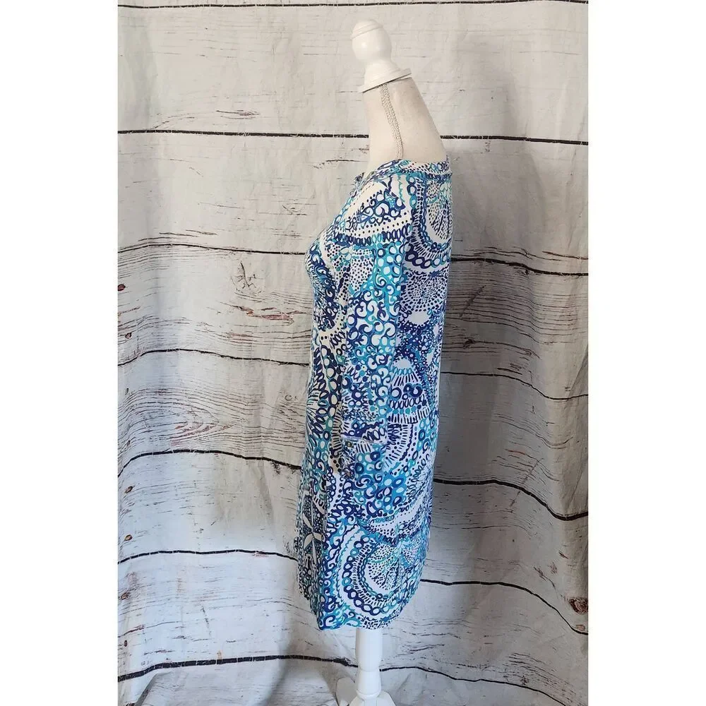 Lilly Pulitzer‎ Sophie 3/4 Sleeve Blue & White Dress Size Small
